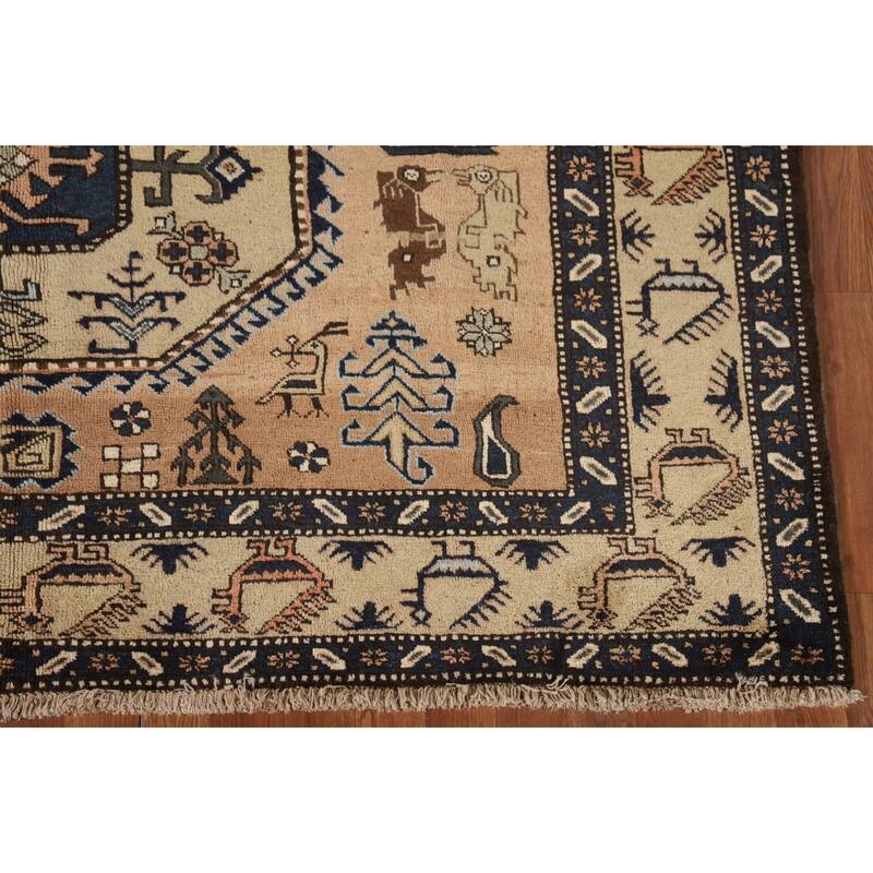 Tribal Ardebil Persian Vintage Area Rug Handmade Wool Carpet - 6'7" x 10'3"