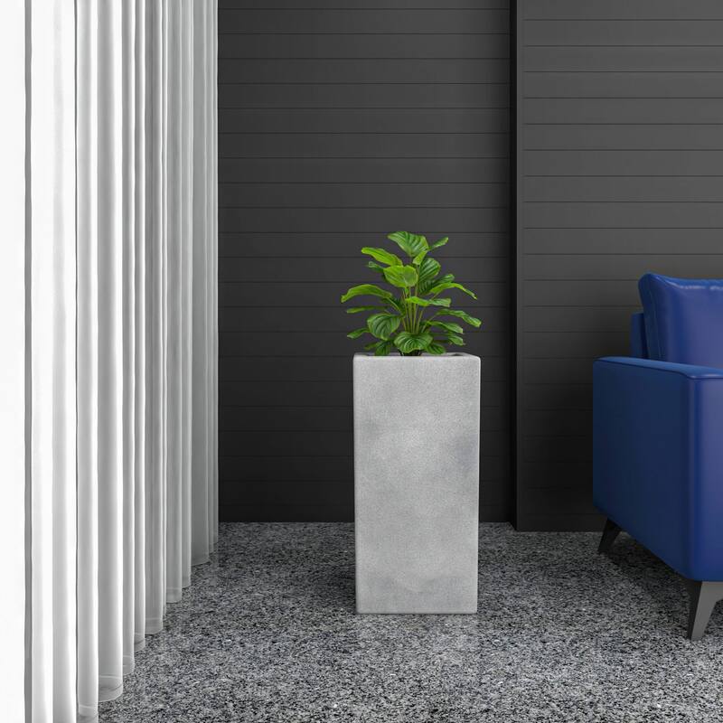 Modern Tall Square in Fiberstone and MGO Clay Planter Terra Series