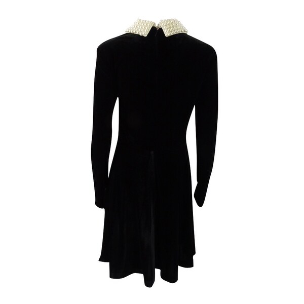 betsey johnson black dress with pearl collar