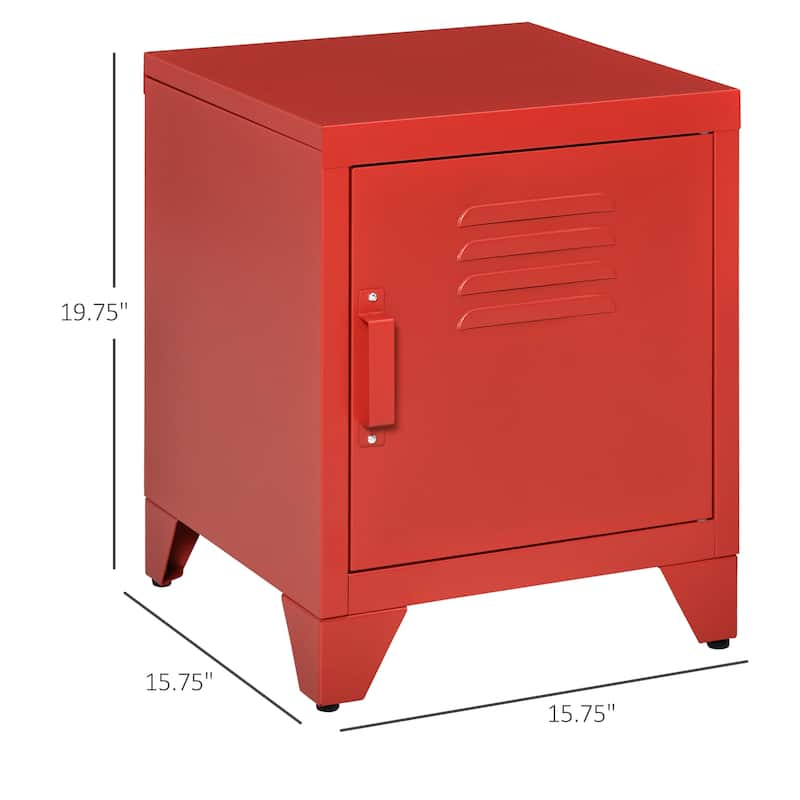 Steel End Table with Adjustable Shelf and Magnetic Door Storage