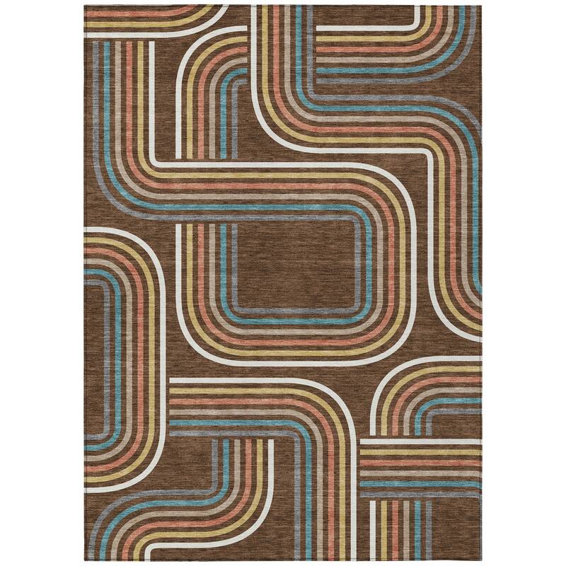 Machine Washable Indoor/ Outdoor Modern Leawood Chantille Rug