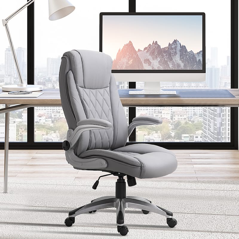High Back Executive Office Chair, Faux Leather Computer Desk Chair with Lumbar Support, Ergonomic Home Office Chair - N/A