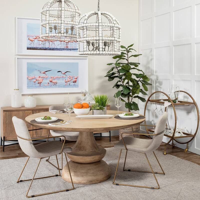 Carola Gold Iron Frame w/ Two-Tier Mirrored Shelves & Stemware Holder Bar Cart - 36.25L x 18.0W x 40.25H