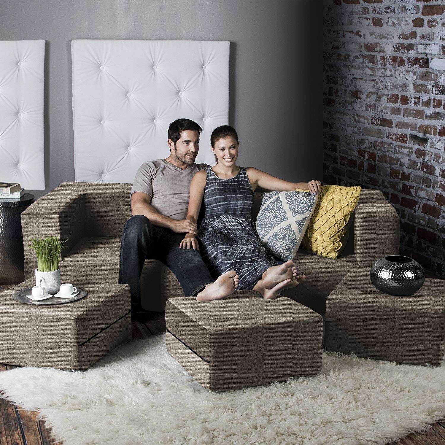 Porch & den california king convertible sleeper sofa and outlet ottomans