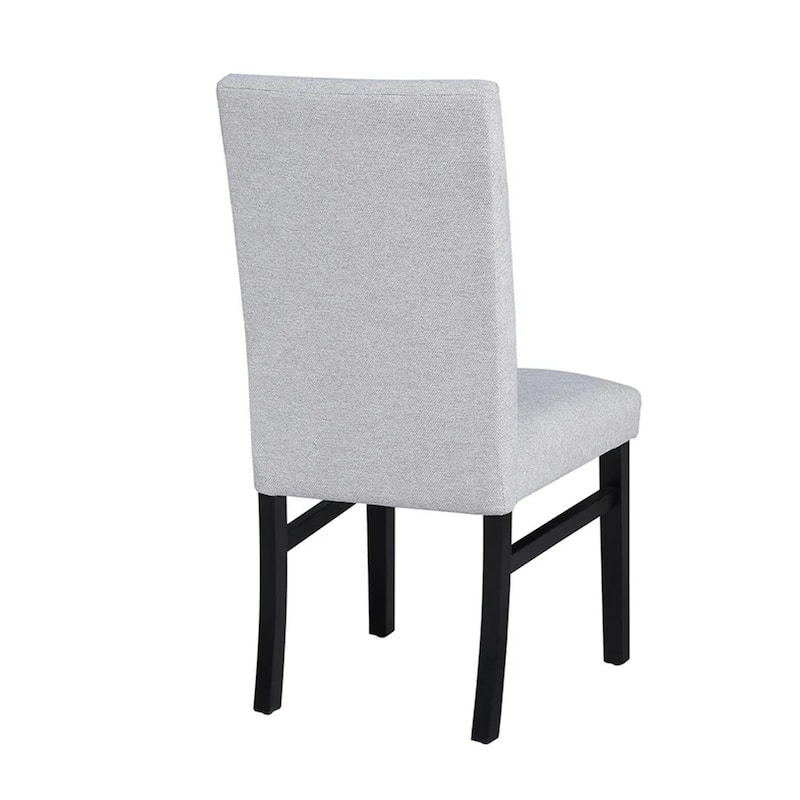 Ticy Dining Chair Set of 2, Dove Gray Padded Seat, Black Wood Legs