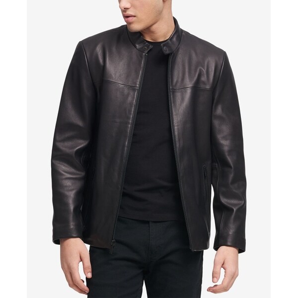 Men/'s Basic Black Leather 4 Snap Motorcycle Biker Vest