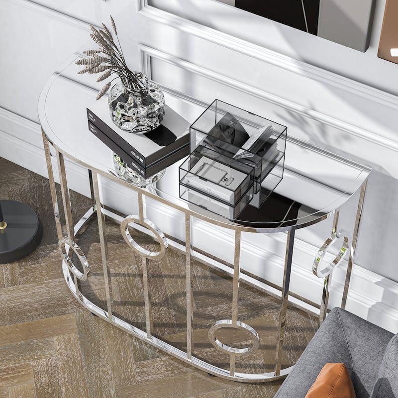 Hoop Glam Chrome 42-inch Mirror Sofa Table by Furniture of America