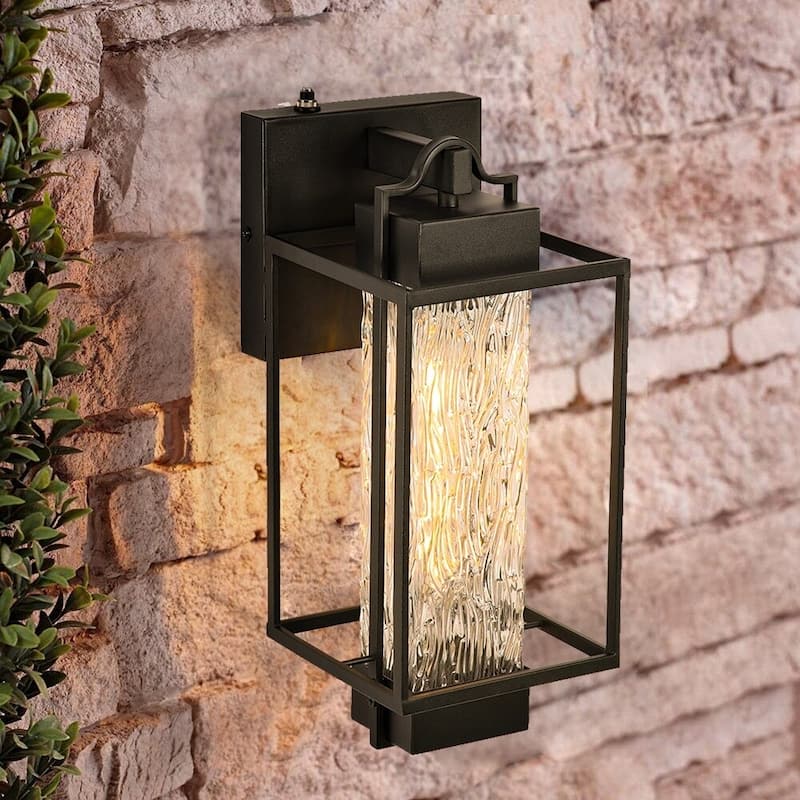 2 Pack Matte Black 1-Light Outdoor Wall Sconce Light Dusk to Dawn