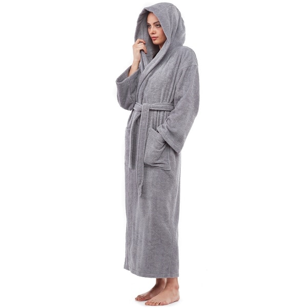 Women's Hooded Long Bathrobe Terry Cotton - Full Ankle Length Spa Robe - On  Sale - Bed Bath & Beyond - 38882596