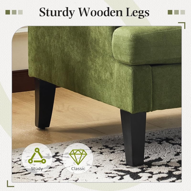 Bezseller Modern Oversized Accent Chair, 33.5'' Wide Seat Upholstered Armchair with Wood Legs and 2 Pillows