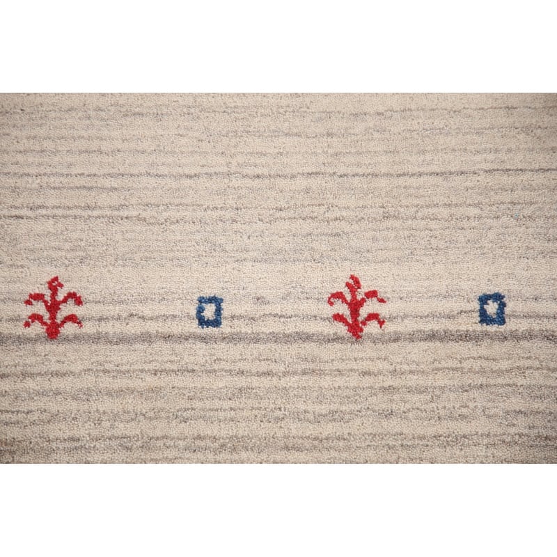 Striped Gabbeh Oriental Area Rug Hand-Knotted Multi-Color Wool Carpet - 8'1" x 9'8"