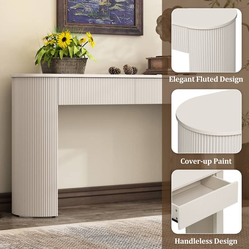 Modern Console Table with Storage,Oval Top and 2 Drawers