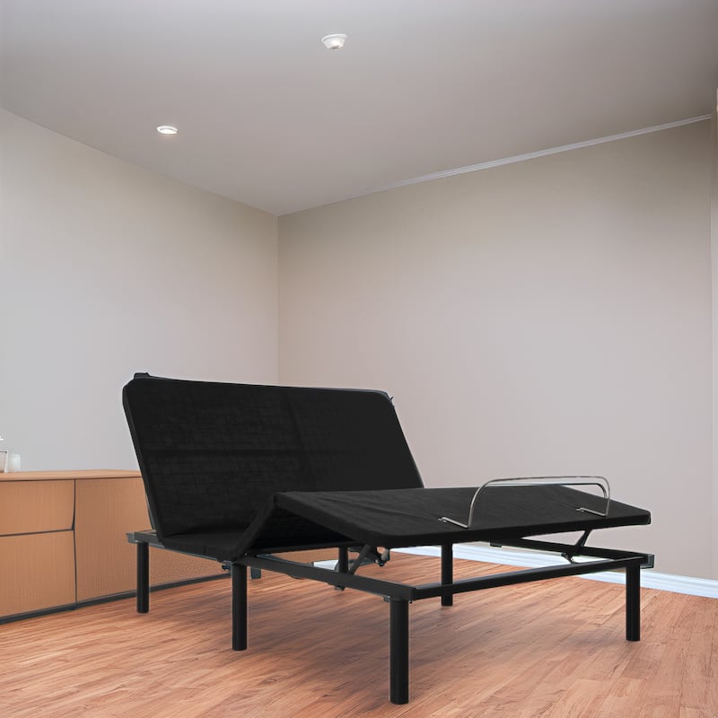 Adjustable Bed Base Frame with Zero-Gravity Positioning, Massage Options and Independent head and Foot Incline Adjustments - Full,Black,Without Massage