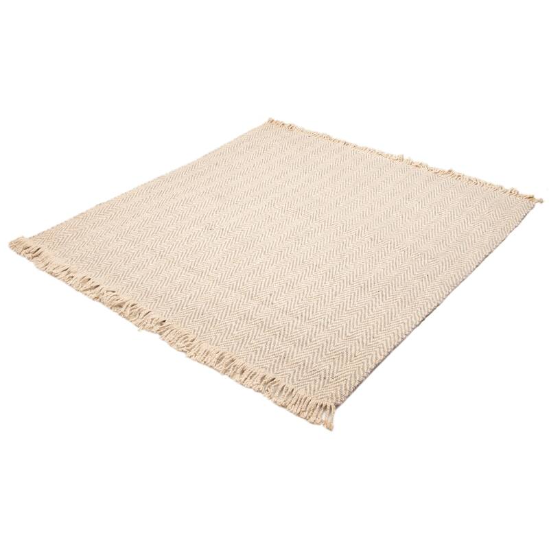 ECARPETGALLERY Hand Tufted Sienna Beige Wool Rug - 7'0 x 7'5