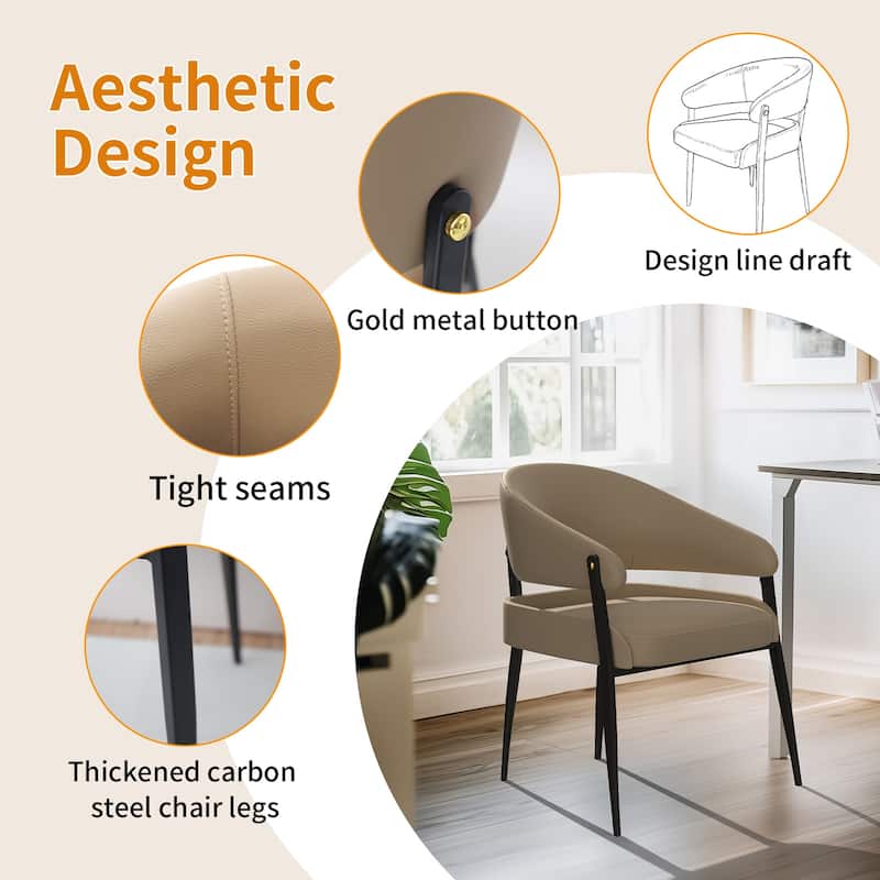 Set of 2 Dining Chairs Accent Upholstered Arm Chair Low Back