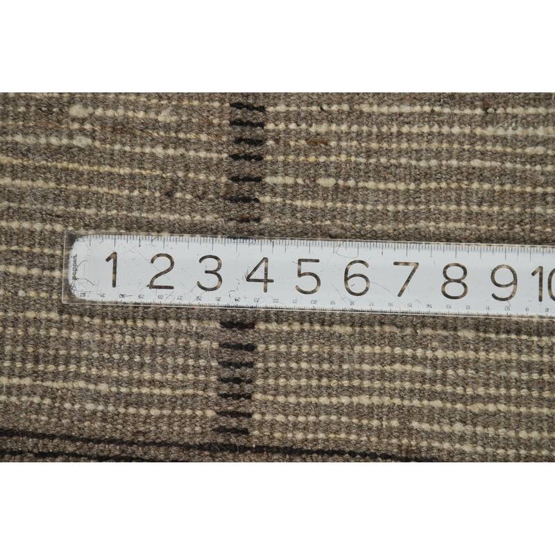 Geometric Moroccan Area Rug Hand-Knotted Beige Wool Carpet - 7'0" x 9'9"