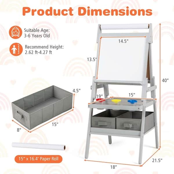 Costway 3-in-1 Art Easel for Kids with Magnetic Chalkboard & - See Details