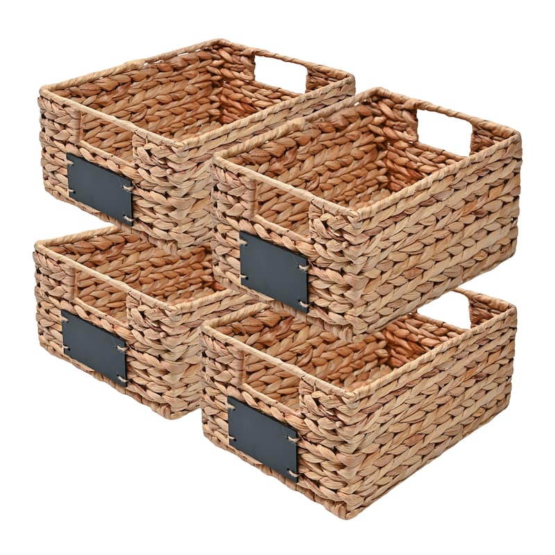 Handwoven Pantry Baskets with Chalkboard Labels & Handles (Set 4)