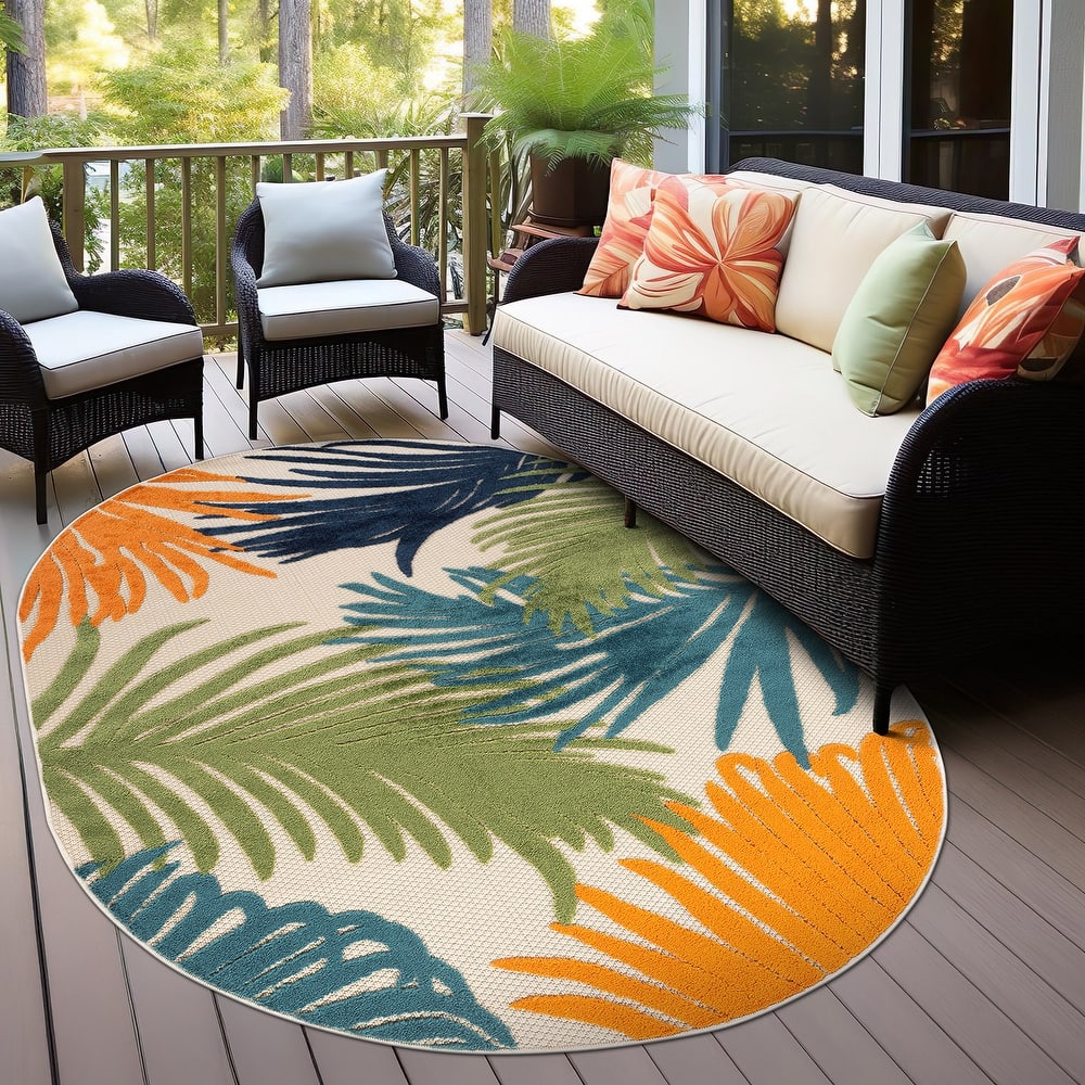 World Rug Gallery Tropical Floral Indoor/Outdoor Area Rug