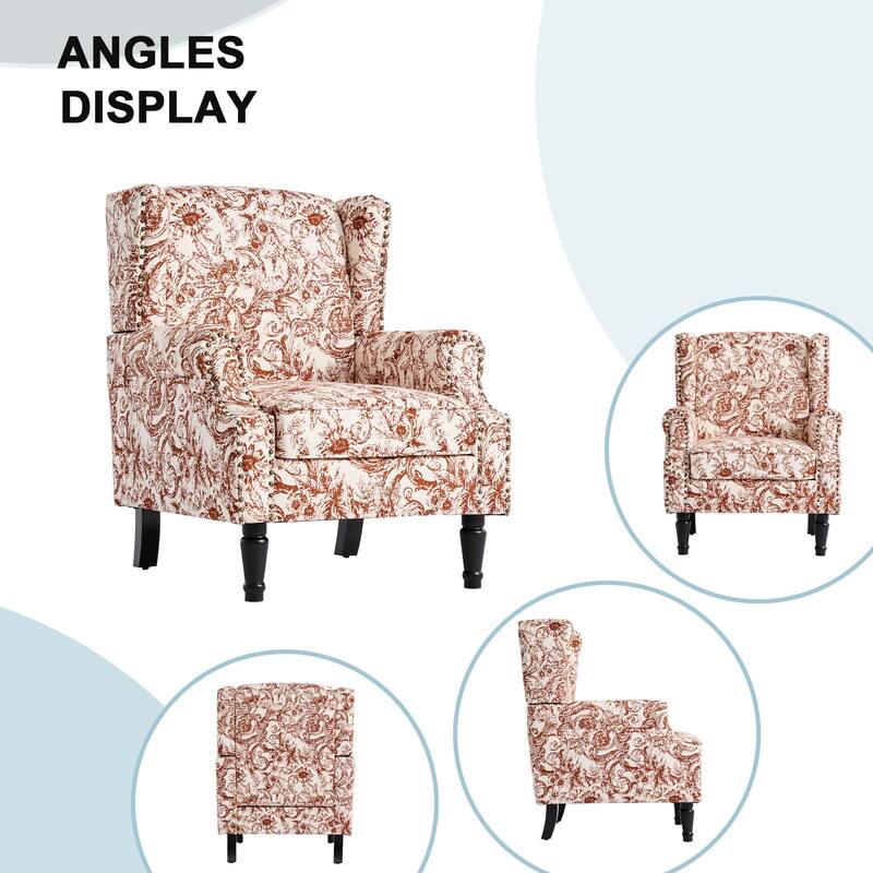 Wingback Accent Chair Nailhead Trim Living Room Reading Chair