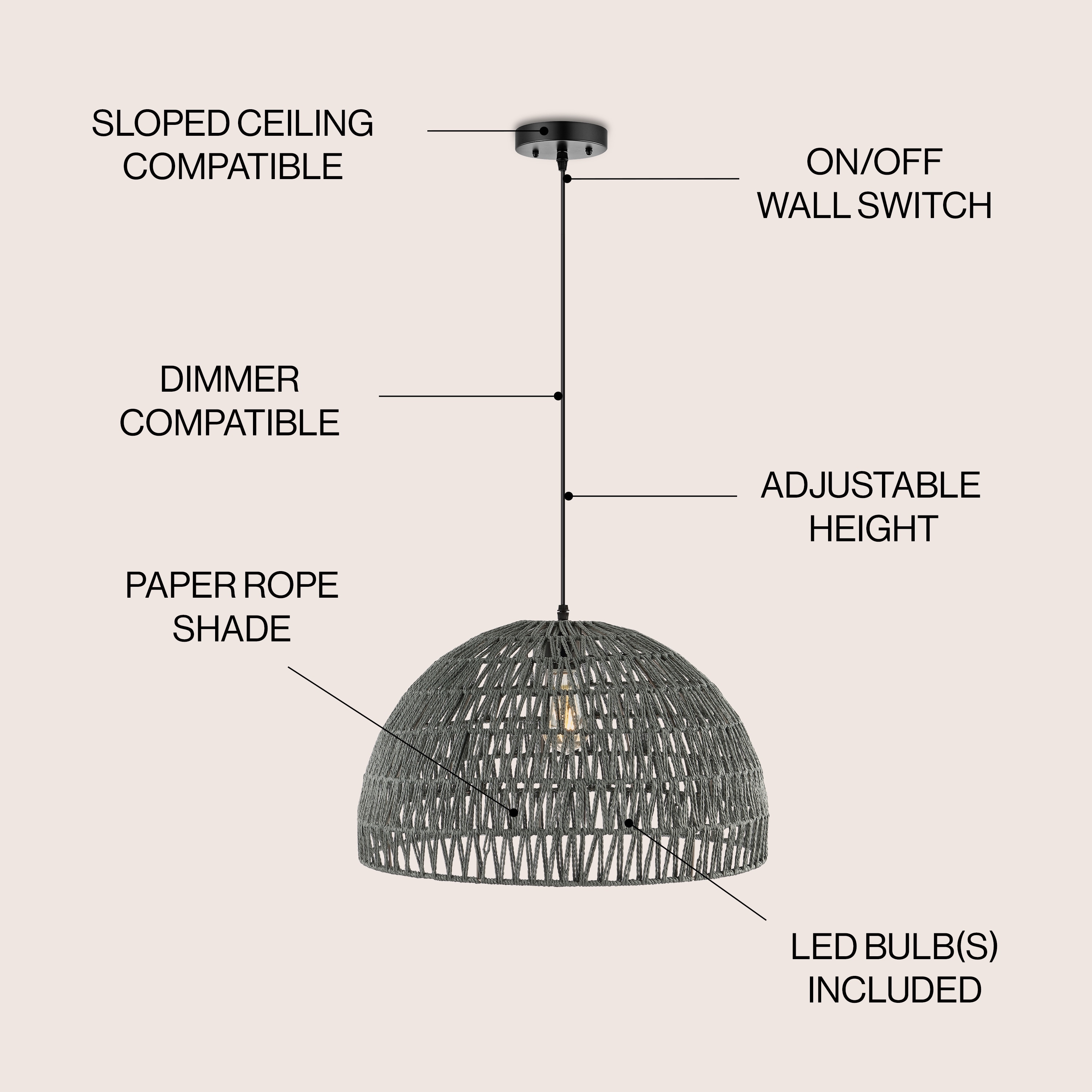 Bohemian Modern Rattan and Iron LED Pendant Light by Jigu-image