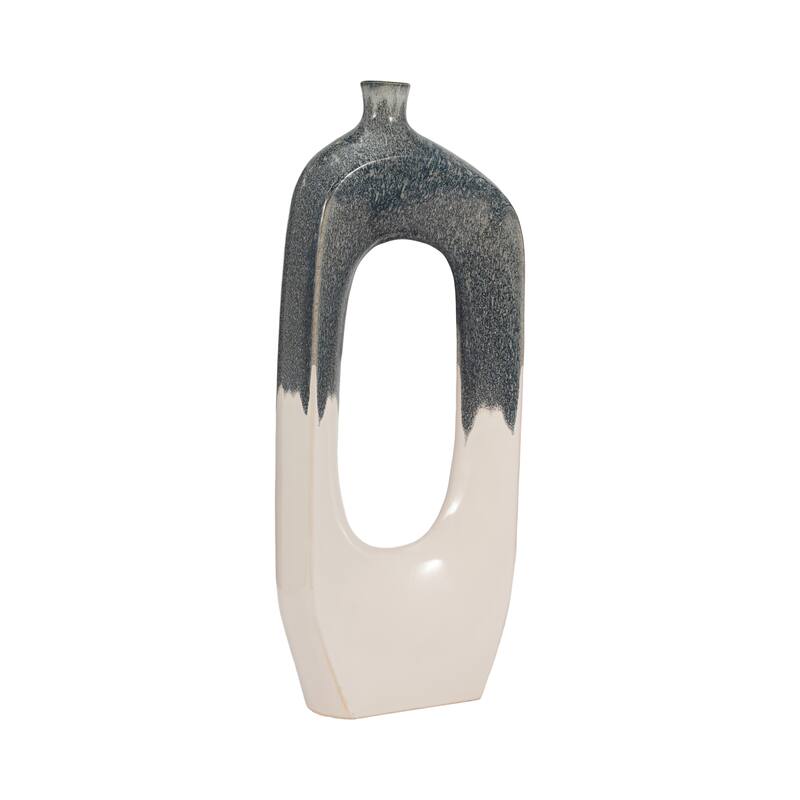 Sagebrook Home Modern Ceramic Blue/White Round Curvy Open Cutout Vase