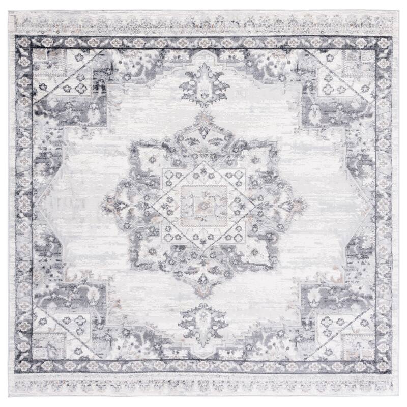 SAFAVIEH Shivan Minah Oriental Medallion Rug - 6'7" Square - Ivory/Grey