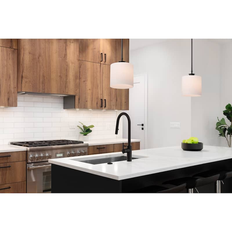 Warren 8 Inch Pendant Gun Metal with Satin White Glass - Gun Metal
