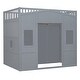 preview thumbnail 7 of 14, Grey Full Size Solid Wood House Loft Bed With Ladder and Wardrobe for Kids, Boys and Girls, Bedroom
