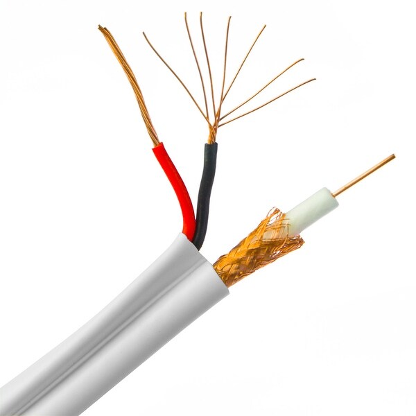 Offex Bulk RG59 Siamese Coaxial/Power Cable, 18/2 (18 AWG 2 Conductor) Stranded Copper Power, Pullbox, 500 foot