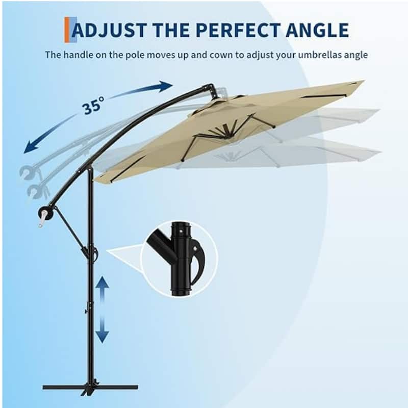 10' Cantilever Large Parasol with Cross Base, Navy