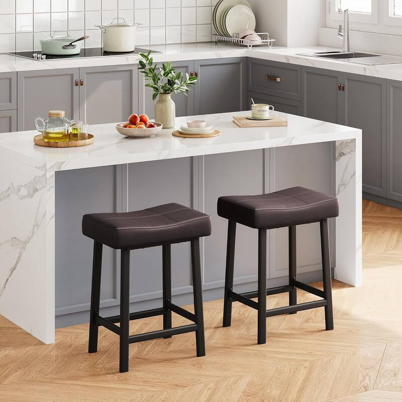 24-Inch Bar Stools, Ergonomic Saddle Seat, 2pcs