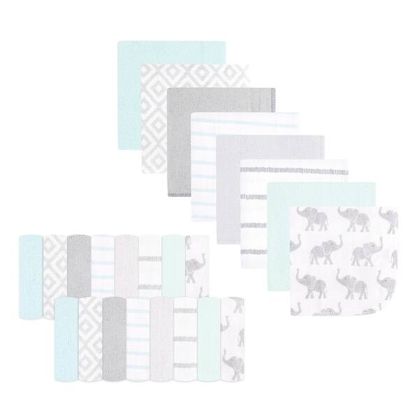 slide 1 of 1, Hudson Baby Infant Unisex Rayon from Bamboo Washcloth Bundle, Gray Mint Elephant, One Size - Gray Mint Elephant - One Size One Size - Gray Mint Elephant