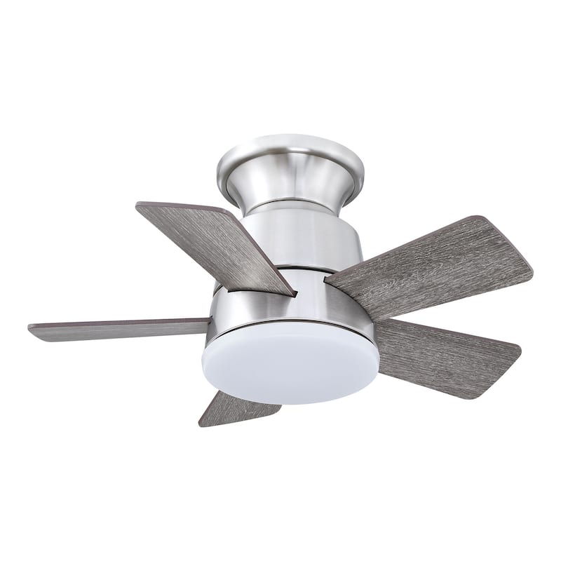 24" Brushed Nickel Wooden Small Hugger Ceiling Fan with Light