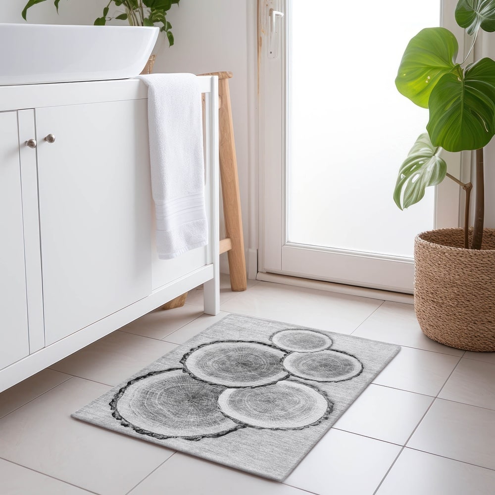 Machine Washable Indoor/ Outdoor Modern Wood Chantille Rug