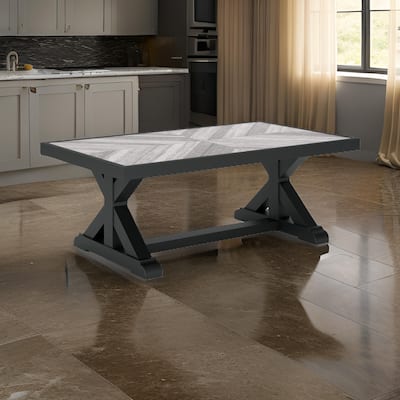 Tira 48 Inch Outdoor Coffee Table, Tile Top, Black, Light Gray Finish