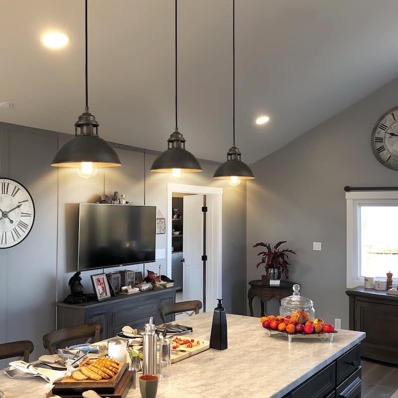 Farmhouse 1-Light Rustic Pendant Dome Industrial Kitchen Island Lights - 9.1" D x 7.9'' H