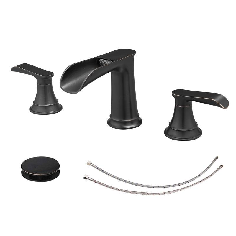 Topcraft Two Handle Waterfall Bathroom Faucet with Pop-Up Drainer - Oil-Rubbed Bronze