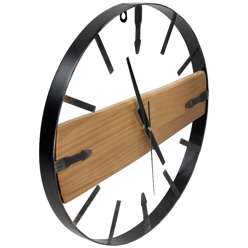 Rustic Metal Frame Wall Clock -15.75" - Black - 15.75"