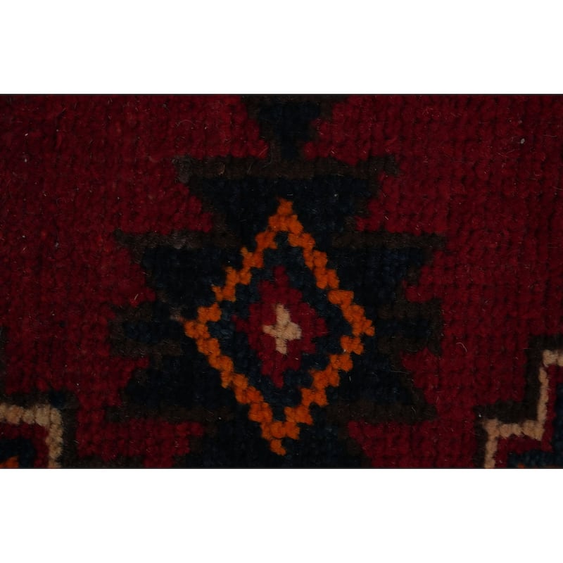 Hand Knotted Oriental 100% Wool Carpet Traditional Geometric Red Ardebil Runner Rug - 11' 0'' X 3' 2''