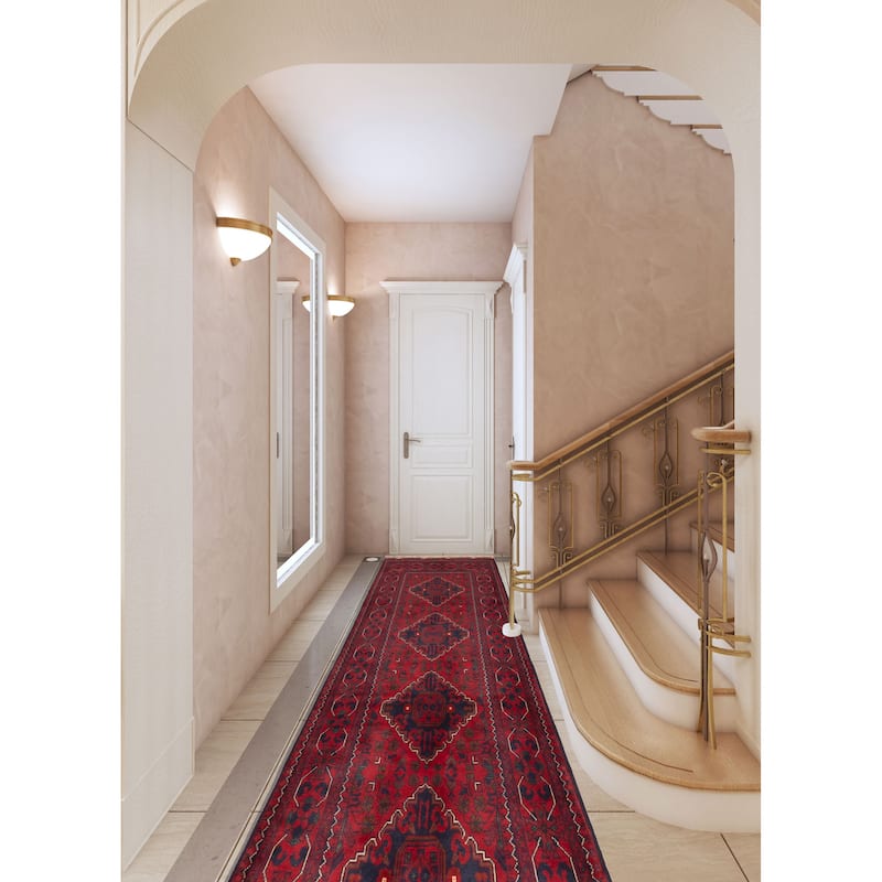 ECARPETGALLERY Hand-knotted Finest Khal Mohammadi Red Wool Rug - 2'9 x 9'9