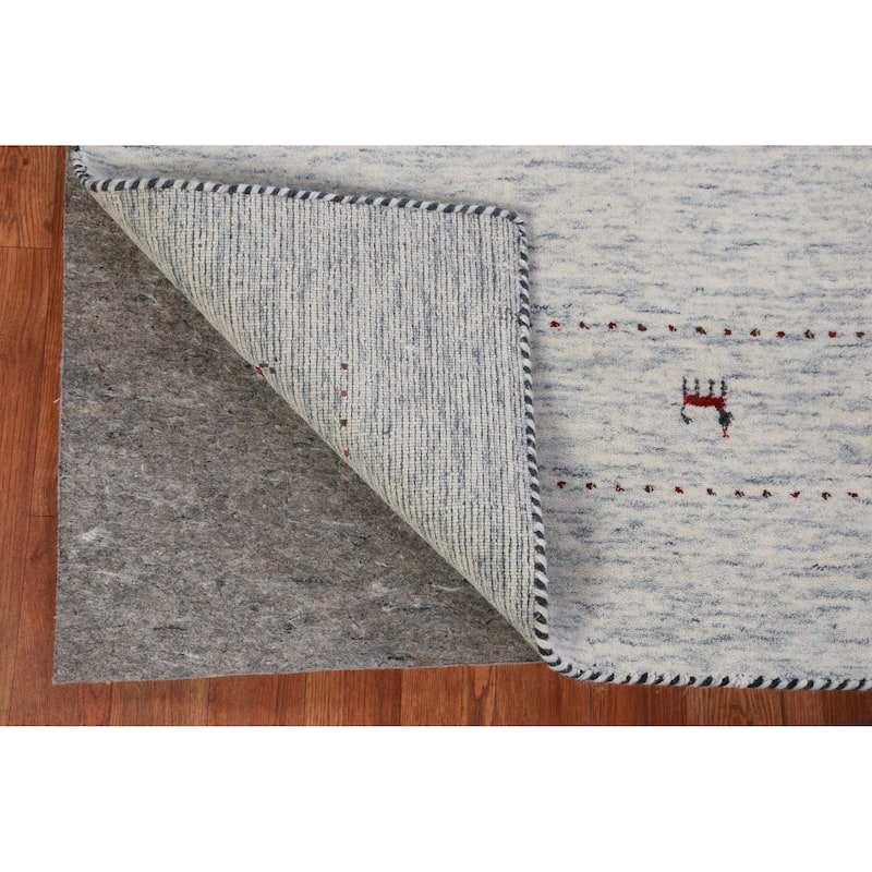 Hand Knotted Oriental 100% Wool Carpet Tribal Animal Pictorial Beige & Ivories Gabbeh Area Rug - 7' 10'' X 5' 2''