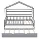 preview thumbnail 30 of 33, House Bed with Trundle Bed and Shelf, Wooden Platform Bed Frame with Full Length Guardrail and Roof