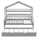 preview thumbnail 4 of 40, Wooden Twin Size House Bed with Trundle,Kids Bed with Shelf, Gray