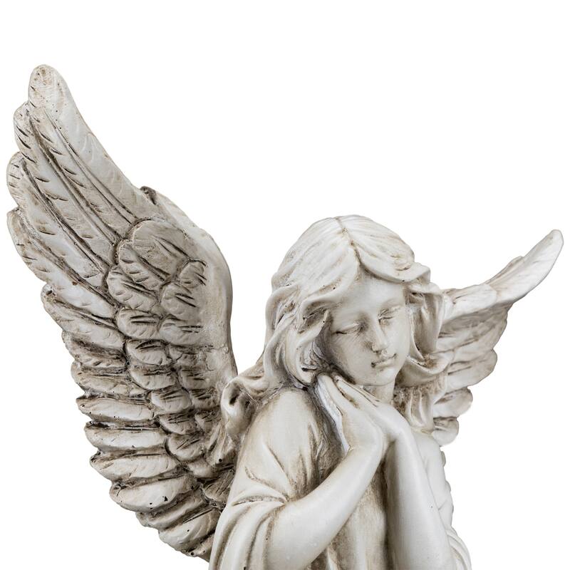 Kneeling Angel with Open Wings Statue - 13"