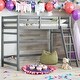 preview thumbnail 1 of 16, Modern Twin Size High Loft Bed with Inclined Ladder and Guardrails for Bedroom Grey