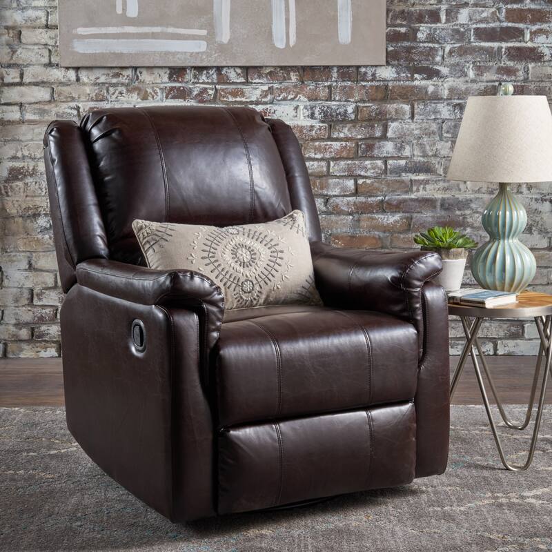 PU Glider Recliner with Swivel,Manual Reclining Chair