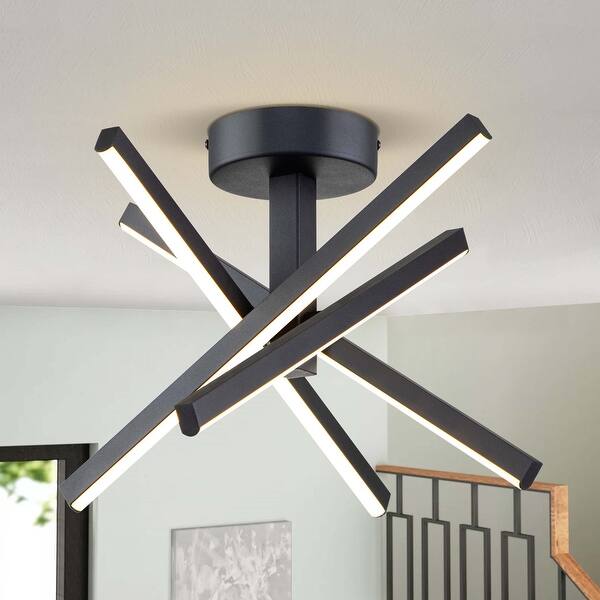 slide 2 of 22, Modern Metal Linear Sputnik LED 15.6" Strip Light Semi-Flush Mount