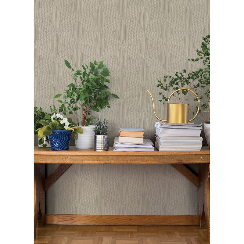 A-Street Prints Anara Grey Geo Faux Grasscloth Wallpaper