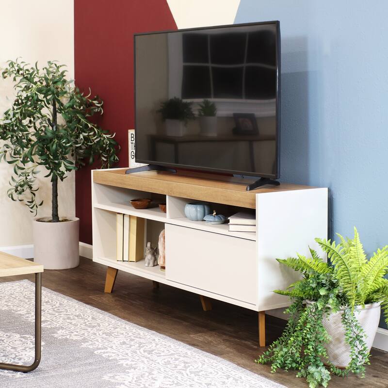 Sunnydaze Mid-Century Modern TV Stand Console for 58" TV with Cabinet